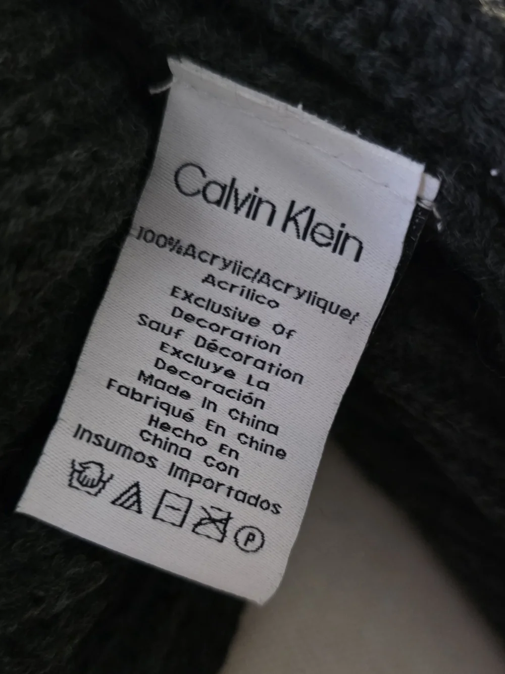 Calvin Klein Dark Charcoal Ribbed Knit Scarf - Men's Accessory